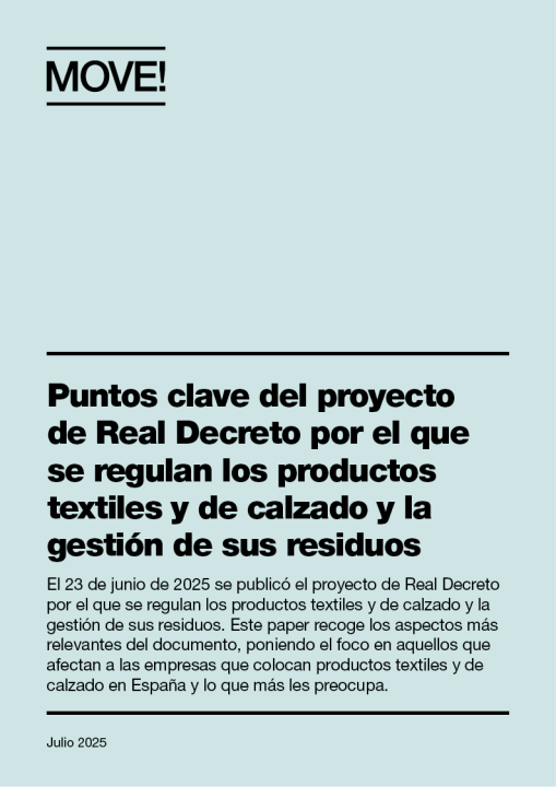 Puntos clave del proyecto de Real Decreto por el que se regulan los productos textiles y de calzado y la gestión de sus residuos